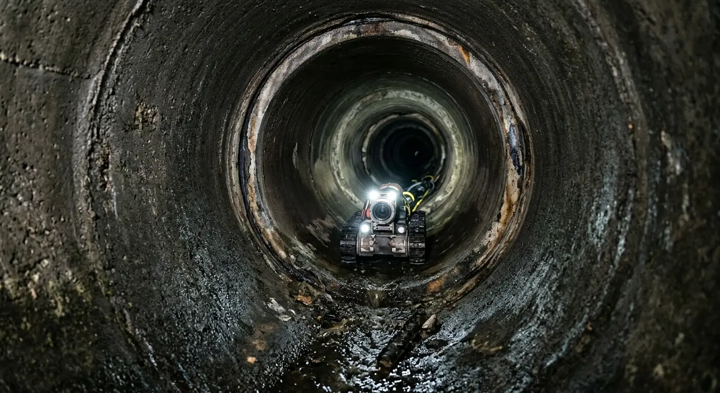 Robotic sewer camera inspecting pipe interior for Sewer Line Repair in Sutton